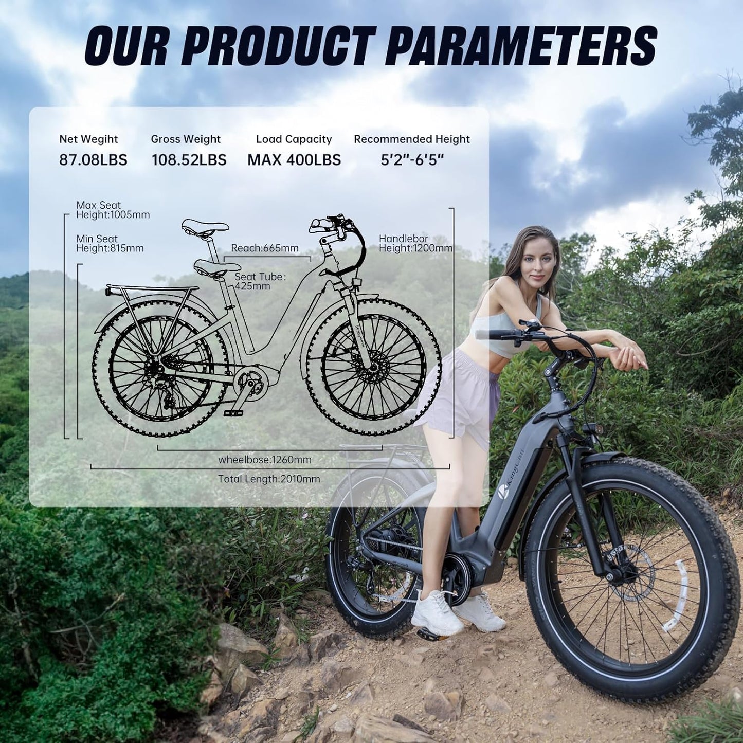 Zoolike Electric Bike(26" Fat Tires) for Adults 1000W BAFANG Motor EBike 52V 25Ah 21700 Removable LG Lithium Battery Fat Tires 20-32MPH Speed Range 90Miles Long Range Electric Dirt Bike Shimano 7-Speed E Bike