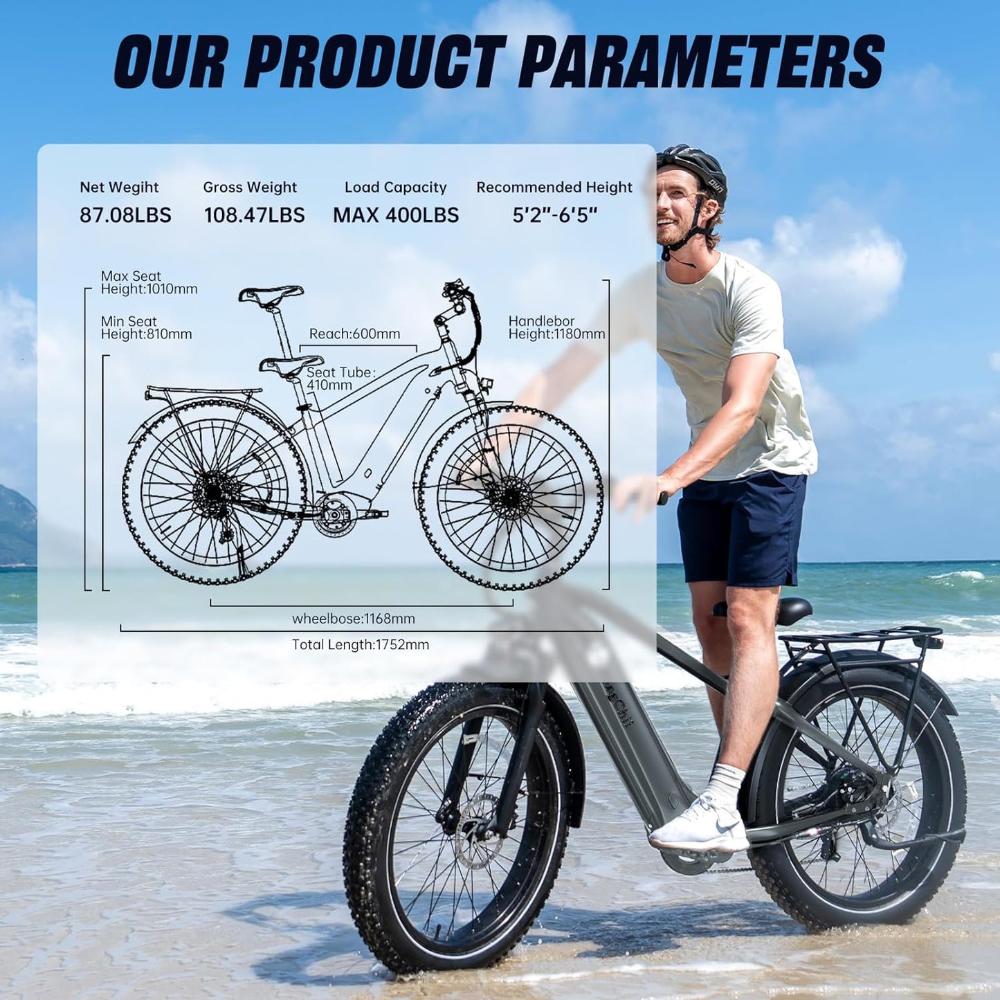 Zoolike Electric Bike(26" Fat Tires With Bar) for Adults 1000W BAFANG Motor EBike 52V 25Ah 21700 Removable LG Lithium Battery Fat Tires 20-32MPH Speed Range 90Miles Long Range Electric Dirt Bike Shimano 7-Speed E Bike